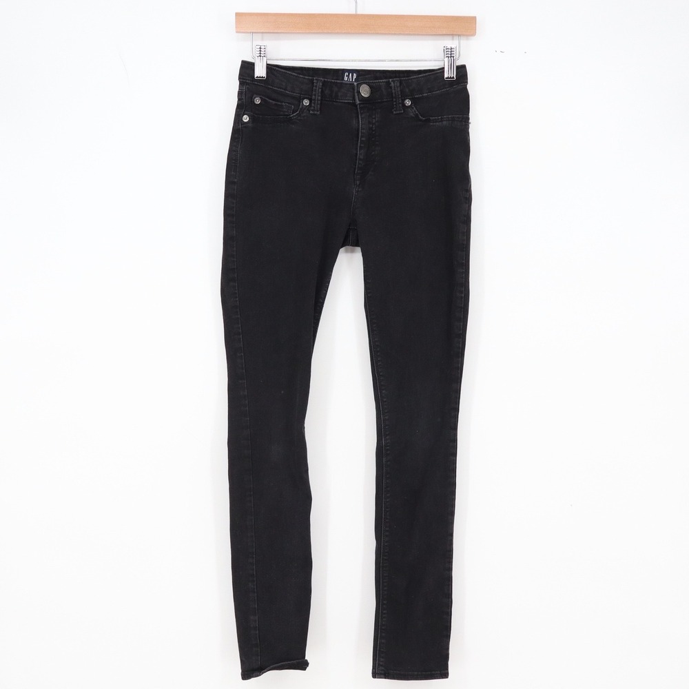 Gap Jeans Girls 16 Stretch Super Skinny Black Denim Adjustable Waist Excellent